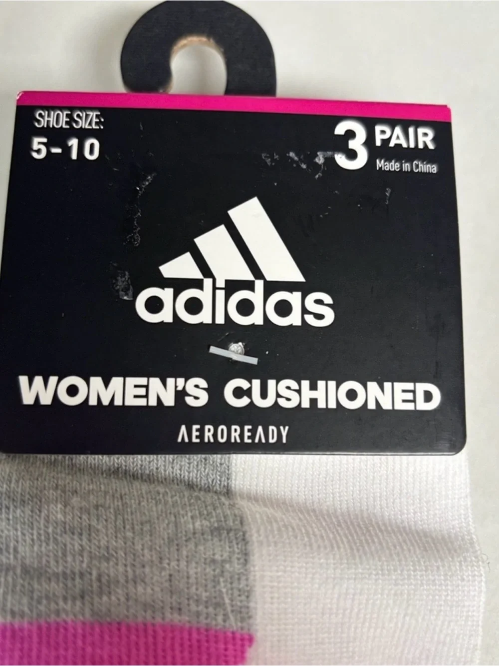 New Adidas Socks Women’s 3 Pair White Aeroready Cushion Quarter Athletic Casual